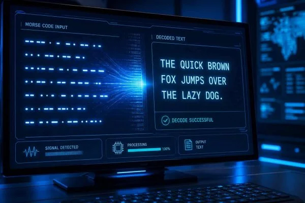 “computer translating morse code into readable text”